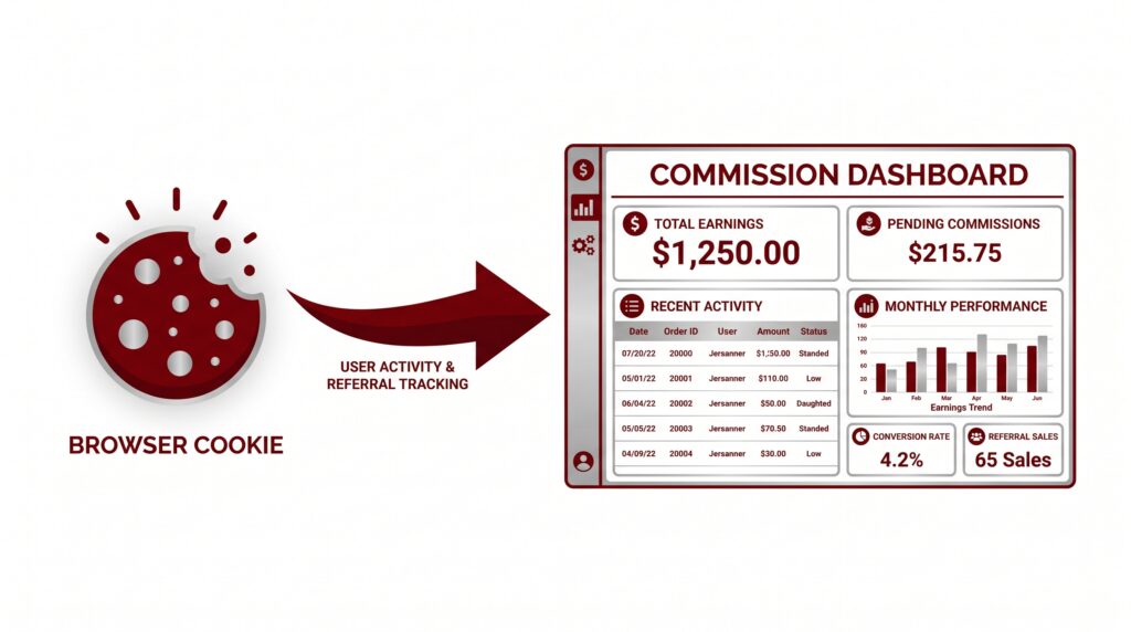 The majority of affiliate programs use cookie-based tracking. A cookie is a small file that gets stored in a user's browser.