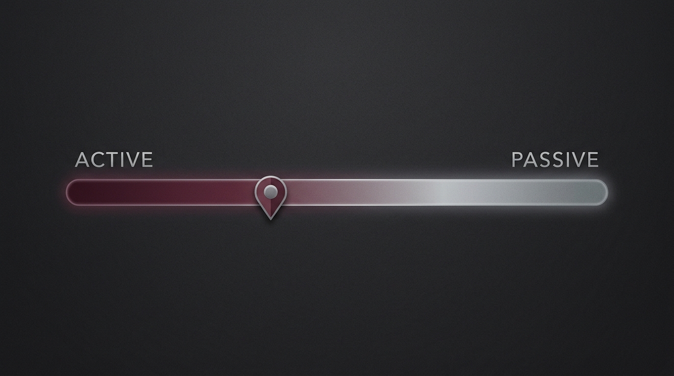 Spectrum bar illustrating the difference between active and passive income online
