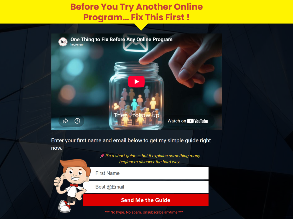Opt-in page built with the LeadsLeap Page Builder to collect email subscribers